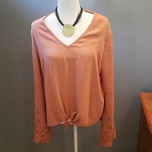Gorgeous laser cut bell sleeve top